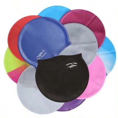 1/2pcs Swimming Cap Solid Color, Color Swimming Cap Men And Women Waterproof Comfortable Swimming Silicone Cap Waterproof Ear Protection Is Not Tight