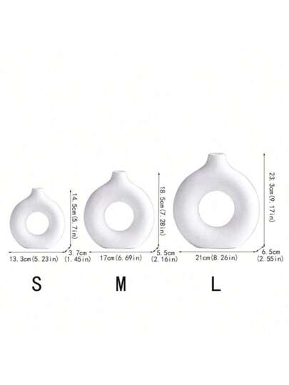 1pc Wit Plastic Circular Flower Vase ation, Simulated Dry ation Vase, Artistic Bloemen Arrangements, Living Room Exhibition Hall Birthday Graduation Home Glass view 2