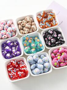 手繪亞克力愛心珠,多種顏色,精美可愛的珠子,適用於節日禮物,配搭各種飾品進行日常DIY - 手繪愛心珠 - 查看 8