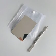 攜帶式不銹鋼化妝品圓盤，化妝師水彩調色板美妝工具 - 銀色 - 查看 7