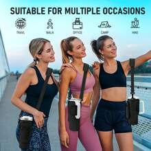 Water Bottle Carrier Bag With Phone Pocket For Cup 40 Oz Tumbler With Handle Neoprene,Portable Water Bottle Holder Pouch  With Adjustable Strap For Cup Accessories,Storing Cards,Phones And Other Small Item - 黑色 - 查看 5