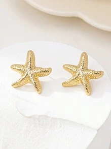 1pair Geometric Fashionable Minimalist Starfish Stud Earrings