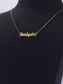 1 pieza Collar con nombre de mariposa personalizado, collar de acero inoxidable con lazo dorado personalizado para mujer, regalo de joyería para fiesta y Navidad - Amarillo Oro - Ver 5