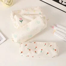 1pc Pencil Case Ins Minimalist Floral,School Supplies For School,Pencil Case Fresh Cute Large Capacity Girls Korean,Pencil Bag,Pencil Pouch Cute, Back To School,Pencil Pouch,School Bag
