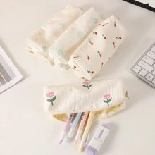 1pc Pencil Case Ins Minimalist Floral,School Supplies For School,Pencil Case Fresh Cute Large Capacity Girls Korean,Pencil Bag,Pencil Pouch Cute, Back To School,Pencil Pouch,School Bag