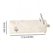 1pc Pencil Case Ins Minimalist Floral,School Supplies For School,Pencil Case Fresh Cute Large Capacity Girls Korean,Pencil Bag,Pencil Pouch Cute, Back To School,Pencil Pouch,School Bag