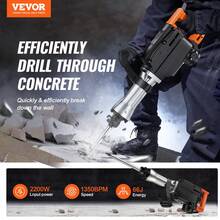 Demolition Jack Hammer  1350 BPM Concrete Breaker 6pcs Chisels Bit Chipping With Case  2200W Electric Jackhammer Heavy Duty  Black - 橘色 - 查看 3