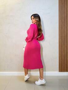 Women Long Dresses - 玫紅色 - 查看 6