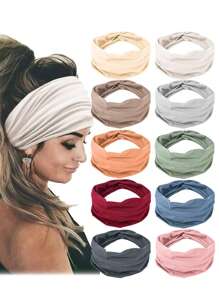 1/10 件装波西米亚风欧美运动头带，女士宽版瑜伽弹力头带，跑步头带，运动发饰，头巾，吸汗带，秋冬季度假装扮发带，女士优雅围巾，女士头巾，柔软头巾