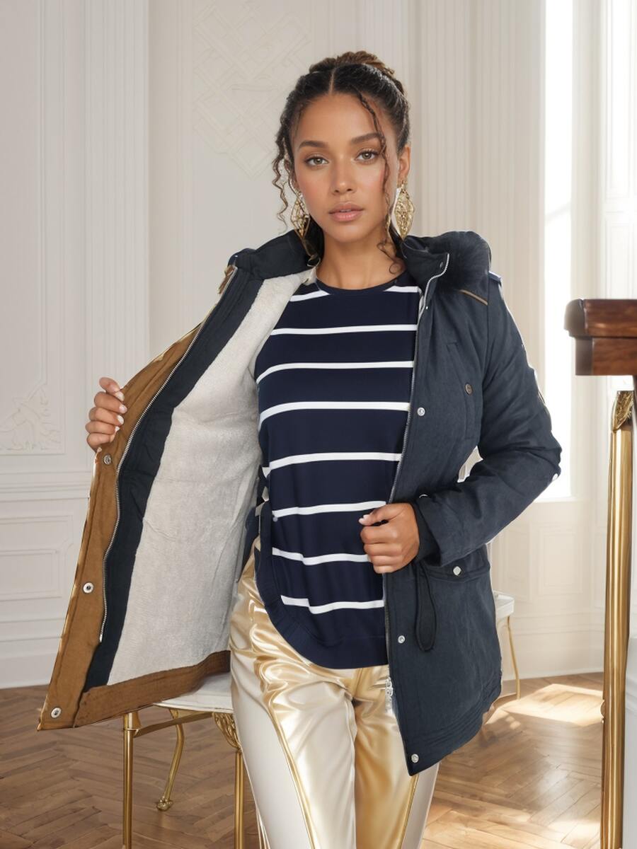 Women Trench Coats - 黑色 - 查看 1