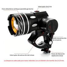 2* Lámpara Led Recargable 6000 Lm Impermeable Para Bicicleta - Negro - Ver 5