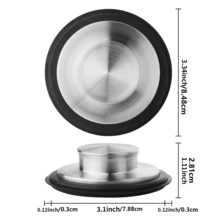 2入組廚房水槽篩過濾器-帶矽膠環密封的廢物處理器塞子，3.34英寸水槽塞子，不銹鋼廚房水槽排水孔蓋，適用於標準廚房排水孔尺寸3-1 / 2英寸