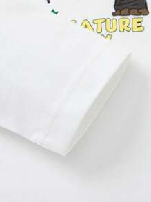 Balabala 儿童长袖 T 恤，2024 年新款春季圆领条纹上衣，适合青少年男孩和女孩 - 白色 - 查看 6