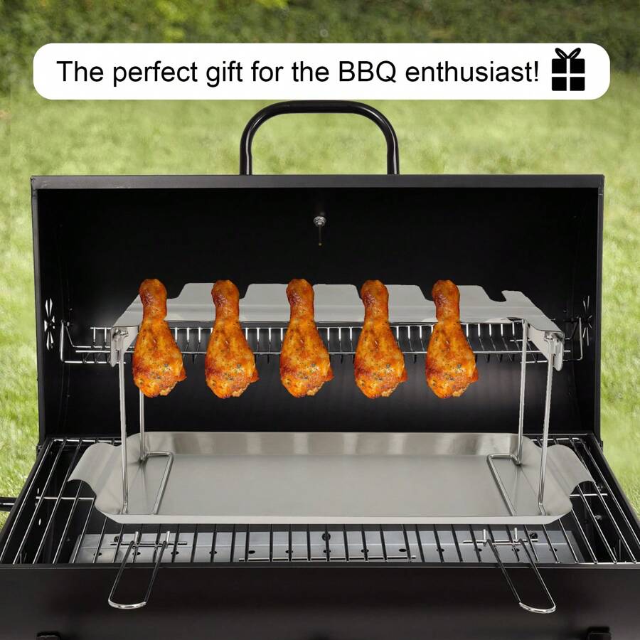 Chicken Leg Rack For Grill Chicken Leg Holder With Drip Tray 12 Slots Chicken Drumstick Holder