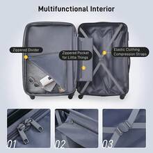 Luggage Set 4 Piece, Hardside Expandable Luggage With Spinner Wheels, ABS Hardshell TSA Lock Spinner Wheels Luggage With Travel Bag, Lightweight Carry On Travel Luggage Suitcase, 16" 20" 24" 28" - Purple - View 7