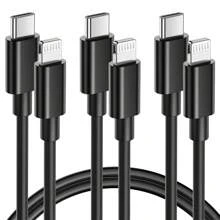 1 件/3 件 USB-C 转闪电快速充电数据线，3.3 英尺/100 厘米，27W PD，兼容 iPhone 14 13 12 11 Pro XS Max XR X 8 7 6 Plus、iPad，黑色 - 黑色 - 查看 8