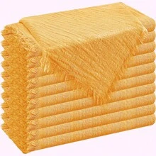 6/12/18 件纯色布餐巾，带流苏，适合婚礼、聚会、派对和日常使用