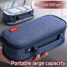 1 pieza Estuche grande de lápices, Bolsa para lápices con cremallera portátil, Bolsa de almacenamiento de papelería simple, Apta para estudiantes, útiles escolares, de vuelta a la escuela, suministros escolares, estuche para lápices, mochila escolar