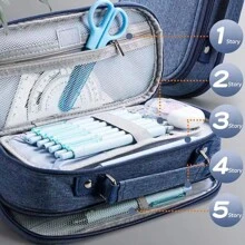 1 pieza Estuche grande de lápices, Bolsa para lápices con cremallera portátil, Bolsa de almacenamiento de papelería simple, Apta para estudiantes, útiles escolares, de vuelta a la escuela, suministros escolares, estuche para lápices, mochila escolar