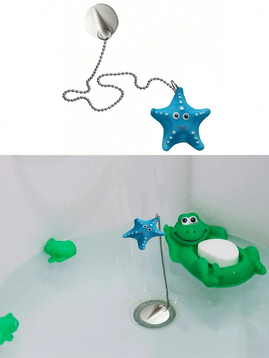 1入藍色海星浴缸塞，帶有藍色海星浮球的新創造性浴缸下水口塞，浴室浴缸小工具。 - 彩色 - 查看 1