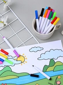 1 Bộ 12 Bút Huỳnh Quang Màu Nước Cho Trẻ Em Dành Cho Học Sinh, Trẻ Tập Vẽ Tranh, Nghệ Thuật Và DIY - Nhiều màu - Xem 4