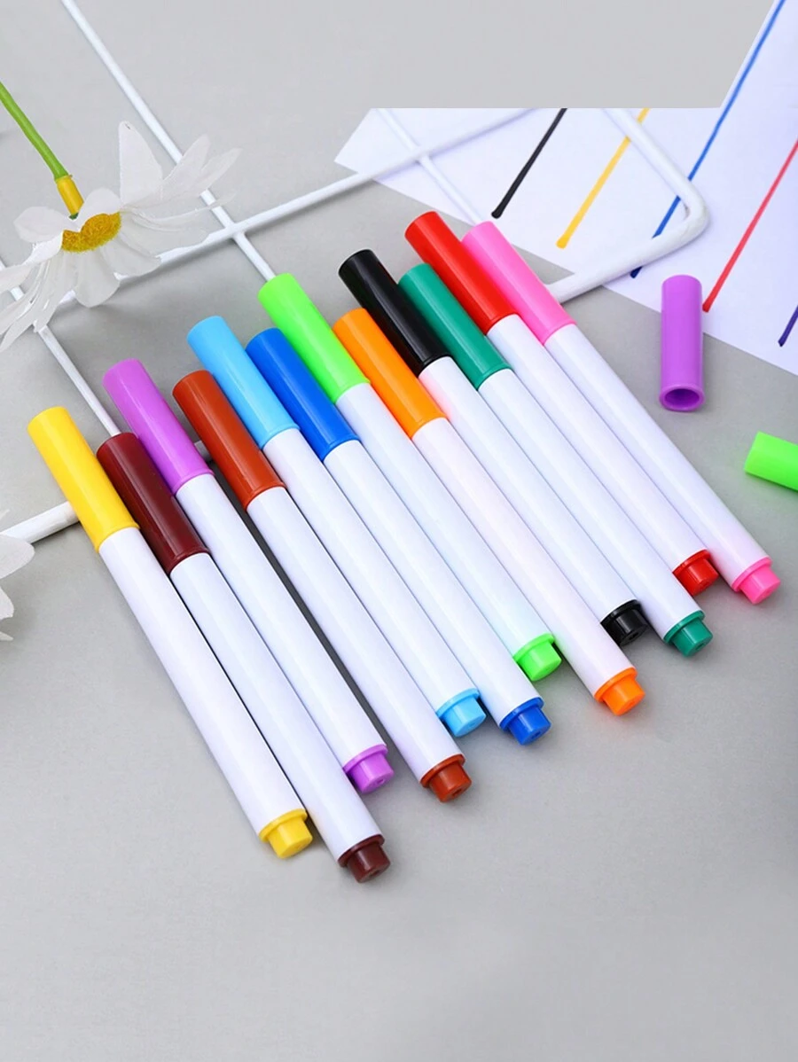 1 Bộ 12 Bút Huỳnh Quang Màu Nước Cho Trẻ Em Dành Cho Học Sinh, Trẻ Tập Vẽ Tranh, Nghệ Thuật Và DIY - Nhiều màu - Xem 1