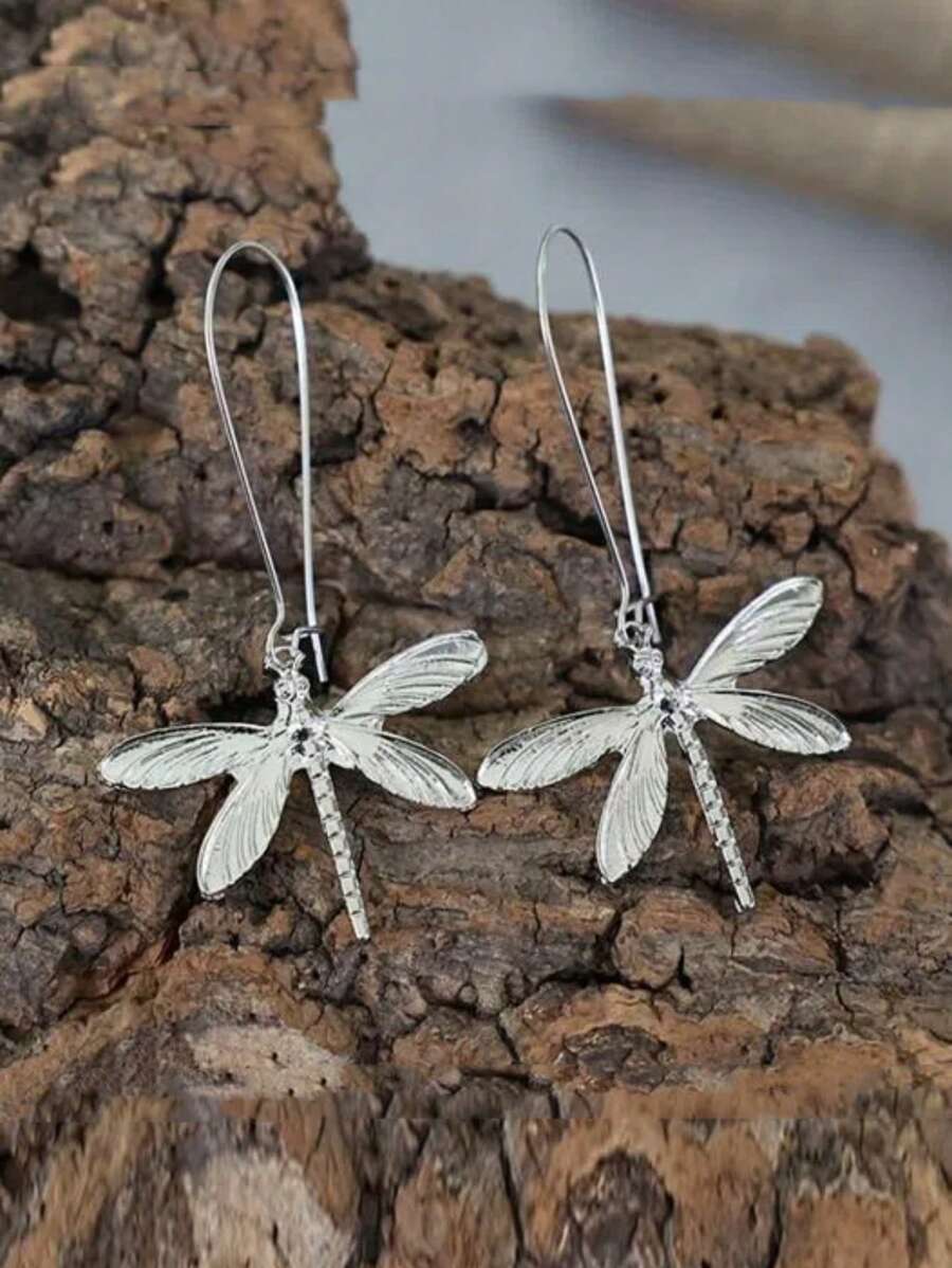 Kolczyki wiszące z ważką - Srebro - Zobacz 1