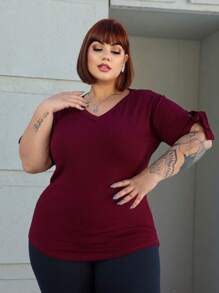 Plus Size Blouses - 紫紅色 - 查看 1