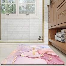 1PC Thảm phòng tắm, Thảm tắm có đường viền cho phòng tắm Có thể giặt được, Thảm phòng tắm chống trượt, Thảm tắm bằng đá cẩm thạch, Thảm nhà vệ sinh, Thảm phòng tắm thấm nước vừa vặn dưới cửa Kết cấu đá cẩm thạch Thảm trải sàn, Thảm trải sàn, Trang trí phòng tắm cho nhà bếp, nhà bếp, phòng ngủ trong nhà - Hồng - Xem 7