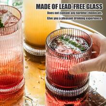 8PCS, Vintage Ribbed Drinking Glasses Set: Origami Style Cups - Includes 4 Highball Glasses (16oz) And 4 Rocks Glasses (13oz) - Elegant Glassware For Mojitos, Cocktails, Beer, And Whiskey - Clear - View 4
