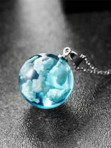 Colgante de nube esférica de doble pájaro hecho a mano, creativo, Planeta de fantasía, dibujos animados, cielo azul, Nube Blanca - Cielo azul - Ver 3