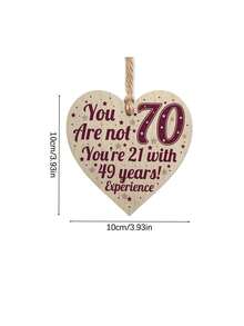 1pc 40/50/60/70th Anniversary Birthday Heart Shaped Ornaments Wooden Hanging Plaque Sign For Women Warm Gifts Tree Decor - Multicolor - View 11