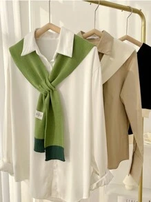 1 pieza Chal/Poncho de punto con decoración acrílica, estilo clásico casual de vacaciones con protección solar y UV, perfecto como accesorio de viaje al aire libre para mujeres