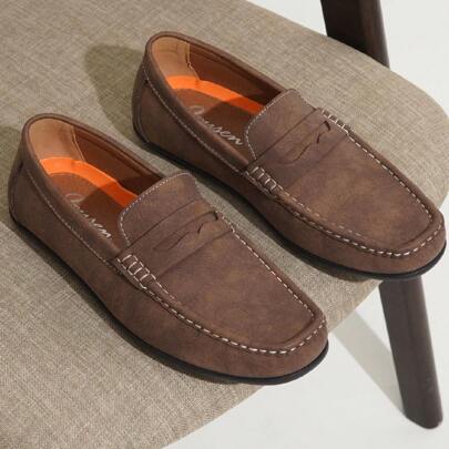 SHOESMALL Men's Casual Leisure Loafers Penny Loafers For Men Suede Mens Slip On Driving Shoes