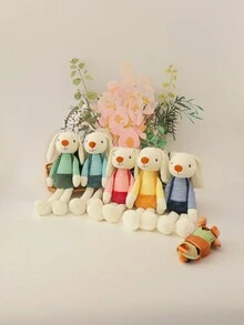 1 pieza Muñeca de peluche de conejo de azúcar, muñeca de conejo de dibujos animados, muñeca de conejo princesa, animal de peluche, decoración del hogar, almohada - Multicolor - Ver 3