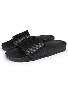 2024 New Men's Summer Slippers, Casual Beach Sandals, Korean Fashionable Non-Slip Woven Slippers - Black - View 6