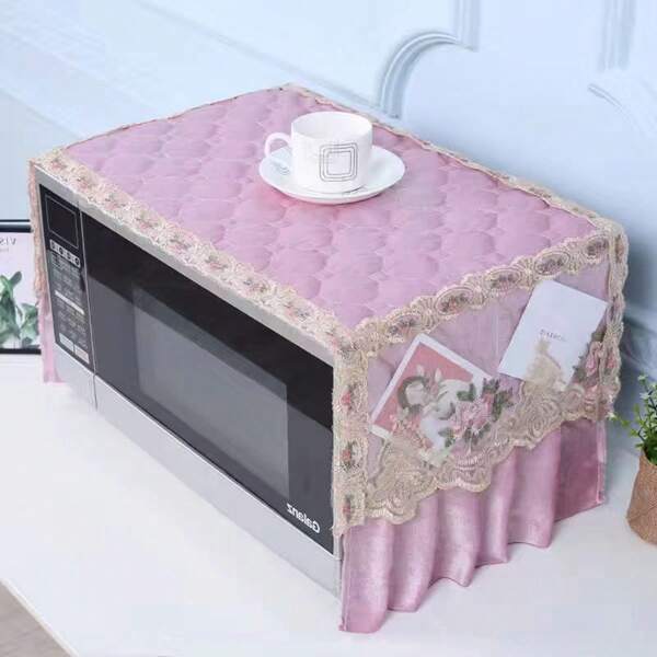 1pc Fabric Microwave Oven Cover Dustproof Kitchen Appliance Cover Cloth, Universal Size 35*100cm,Bag,Organizer,Storage