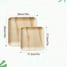 40pcs/Sets Disposable Palm Leaf Plates, 8-Inch Square Appetizer Plates Microwaveable, And Fashionable Alternative To Traditional Utensils, Ideal For Graduation, Christmas, Thanksgiving, Wedding, Birthday, Picnic And Camping Plates. - Primary Color - View 3