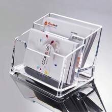 1pc Clear Acrylic Business Card Holder, Double/ Triple-Layered Simple Desk Name Card Stand For Trade Shows And Offices, Back To School Valentine Day