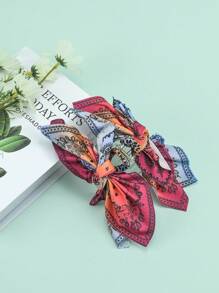 1pc Paisley Flower Bow Hair Clip, Bohemian Hair Claw For Women, Cloth Hairpin Hair Clips Hair Jaw Clip Hair Clamps Hair Clutch Hair Catcher Clip, Claw Clip Fall Winter Hair Accessories For Women For Vacation Outfits Woman - Multicolor - View 3