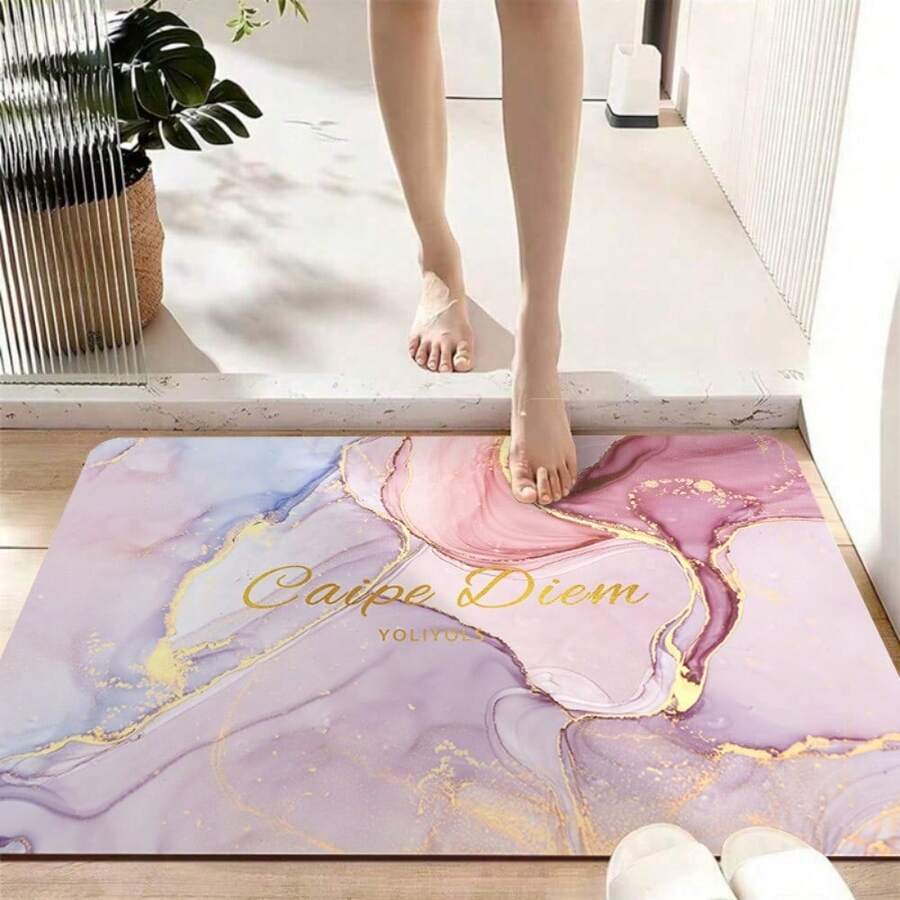 1PC Thảm phòng tắm, Thảm tắm có đường viền cho phòng tắm Có thể giặt được, Thảm phòng tắm chống trượt, Thảm tắm bằng đá cẩm thạch, Thảm nhà vệ sinh, Thảm phòng tắm thấm nước vừa vặn dưới cửa Kết cấu đá cẩm thạch Thảm trải sàn, Thảm trải sàn, Trang trí phòng tắm cho nhà bếp, nhà bếp, phòng ngủ trong nhà - Hồng - Xem 1