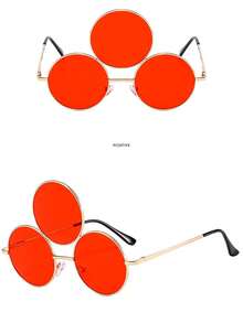 1入個性化歐美Y2K三眼聖鬼有趣反光鏡，獨特的雷射眼型時尚中性眼鏡，遊戲道具眼鏡