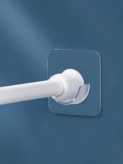 4pcs/2pcs Shower Curtain Rod Hooks, Expandable Rod Brackets, Adhesive No-Drill Window Curtain Rod Holders, Horizontal Rod Curtain Hanging Brackets, Clip Hooks Accessories Bathroom Decor