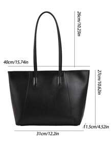 女士大容量秋冬托特包，商务休闲女包，非常适合办公室商务和工作，女士托特包，女士工作包，适合日常优雅和特殊场合 - 黑色 - 查看 7