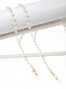 1 chiếc dây đeo kính thời trang màu đen trắng đính ngọc trai giả, dây đeo kính mắt, phụ kiện kính mắt bằng silicon chống trượt, chống thất lạc, dây đeo kính, giá đỡ khẩu trang. - nhiều màu - Xem 2