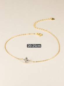 ELSEDES 1入時尚S925純銀四葉草腳鍊，閃亮寶石鑲嵌，手工製作，突顯個人魅力，高品質珠寶，適合女性日常、派對和夏日裝扮 - 金黃色 - 查看 6