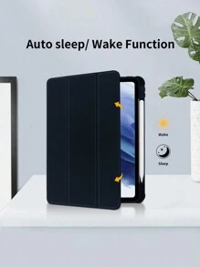 1 个可旋转 360° 可调节亚克力三折支架，亚克力防刮擦和防弯曲后壳带笔槽，自动睡眠/唤醒，极简/经典/平板电脑保护壳，兼容 iPad Mini6/Mini7/9.7/10.2/10.5/10.9/11 英寸/Air11(M2)2024/10th Gen/12.9 英寸/iPad Air 13(M3 2025)/iPad Air 11 英寸 (M3) 2025/iPad (A16) 11 英寸第 11 代 2025，非磁性物理三角支架 - 深藍 - 查看 6