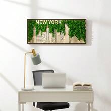 New York Moss City Silhouette Metal Wall Art Medium - Green + Iron - View 5