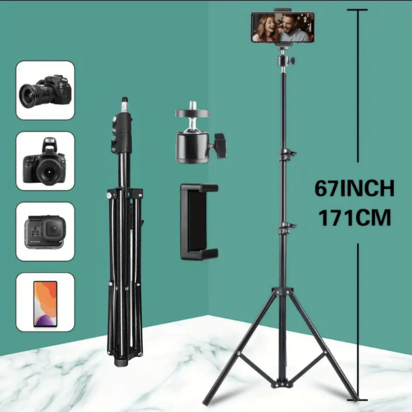 2pcs Sleek Extendable Tripod With Gimbal Head & Phone Holder - Portable & Perfect For Photography, Live Streaming