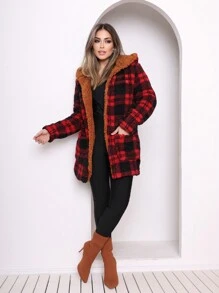 Women Winter Coats - Rust Brown - View 1